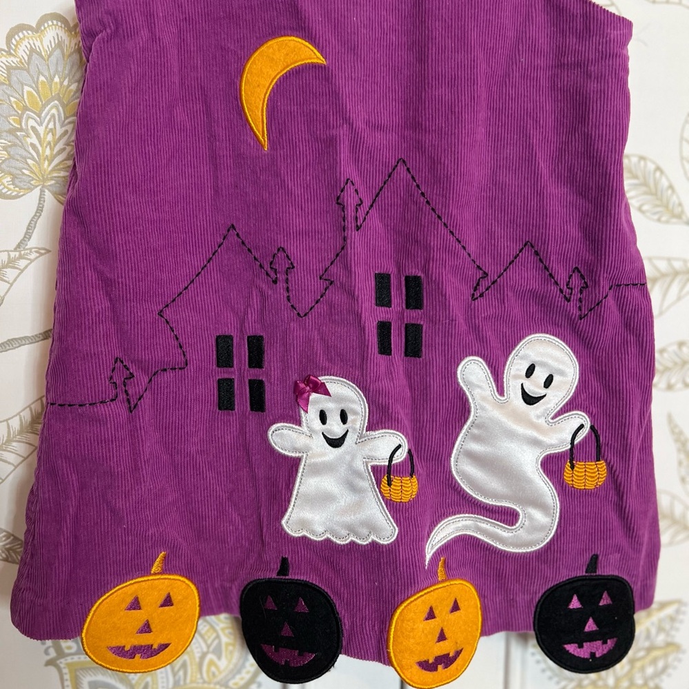 Vintage Corduroy Purple Halloween Ghost Dress for Kids - Picture 3 of 6
